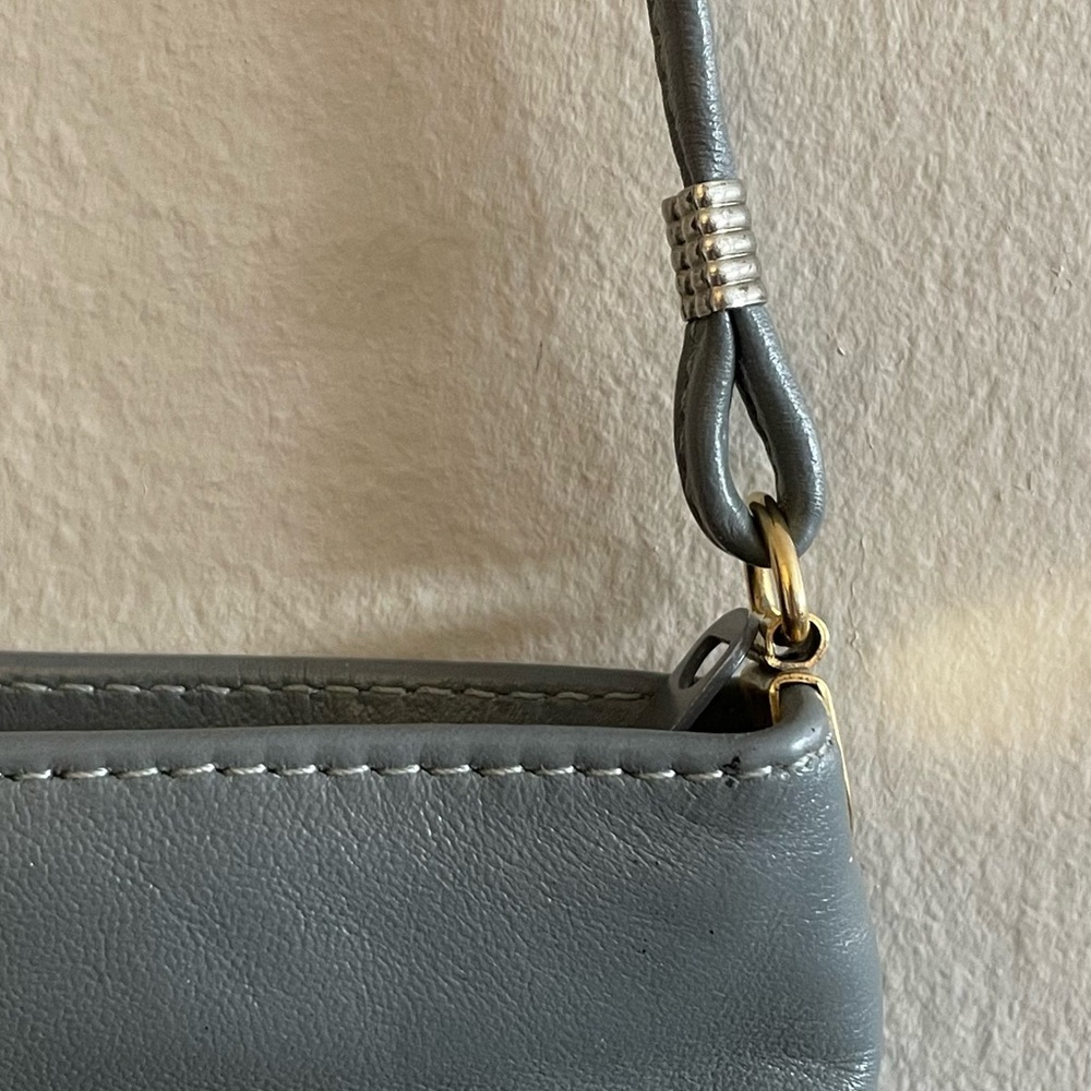 Vintage 80s Karnig Mann Grey Leather Handbag – Excellent Vintage Condition - Picture 5 of 15